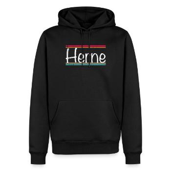 Herne - Männer Premium Bio Hoodie - Schwarz - Vorne - Nico (187cm)