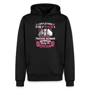 Femme de camionneur Femme chauffeur de camion Petite amie - Sweat à capuche Premium bio Homme - noir - Devant - Nico (187cm)
