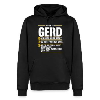 Gerd - Männer Premium Bio Hoodie - Schwarz - Vorne - Nico (187cm)