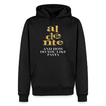 aldente ET COMMENT AIMEZ-VOUS LES PÂTES - Sweat à capuche Premium bio Homme - noir - Devant - Nico (187cm)