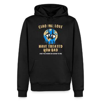 ERDE CIAO MY LOVE - Männer Premium Bio Hoodie - Schwarz - Vorne - Nico (187cm)