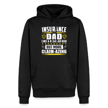 Drôle de représentant des ventes d’assurance - Sweat à capuche Premium bio Homme - noir - Devant - Nico (187cm)