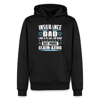 Drôle de représentant des ventes d’assurance - Sweat à capuche Premium bio Homme - noir - Devant - Nico (187cm)