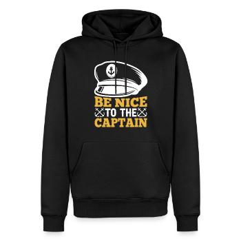 Be nice to the captain boat ship boating yacht - Men’s Premium Organic Hoodie - black - Front - Nico (187cm)