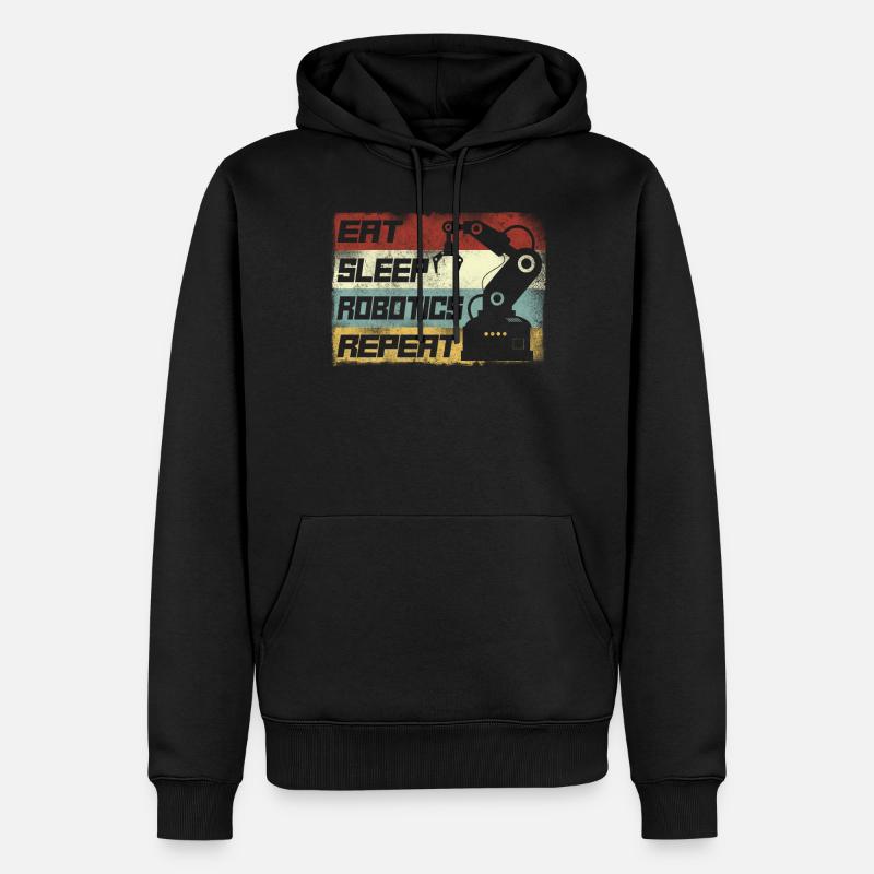 Robot Robotics Engineer Retro - Männer Premium Bio Hoodie - Schwarz
