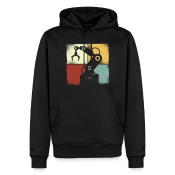 Robot Robotique Ingénieur Rétro - Sweat à capuche Premium bio Homme - noir - Devant - Nico (187cm)