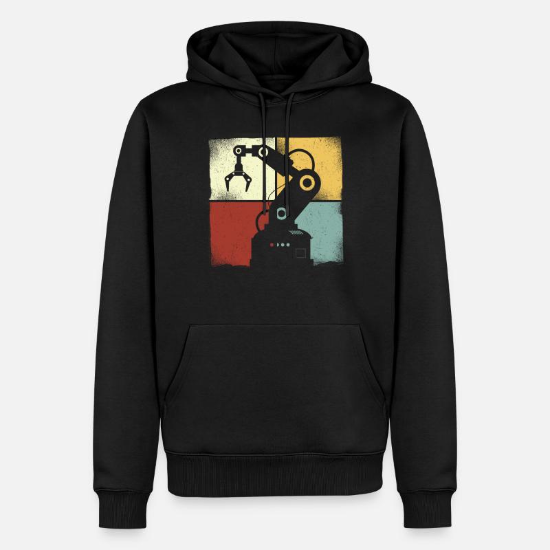 Robot Robotics Engineer Retro - Männer Premium Bio Hoodie - Schwarz