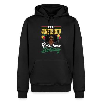 C’est Juneteenth et mon anniversaire noir 1865 - Sweat à capuche Premium bio Homme - noir - Devant - Nico (187cm)