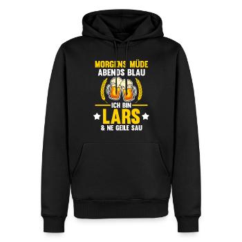 Lars - Männer Premium Bio Hoodie - Schwarz - Vorne - Nico (187cm)