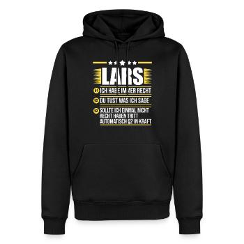Lars - Männer Premium Bio Hoodie - Schwarz - Vorne - Nico (187cm)