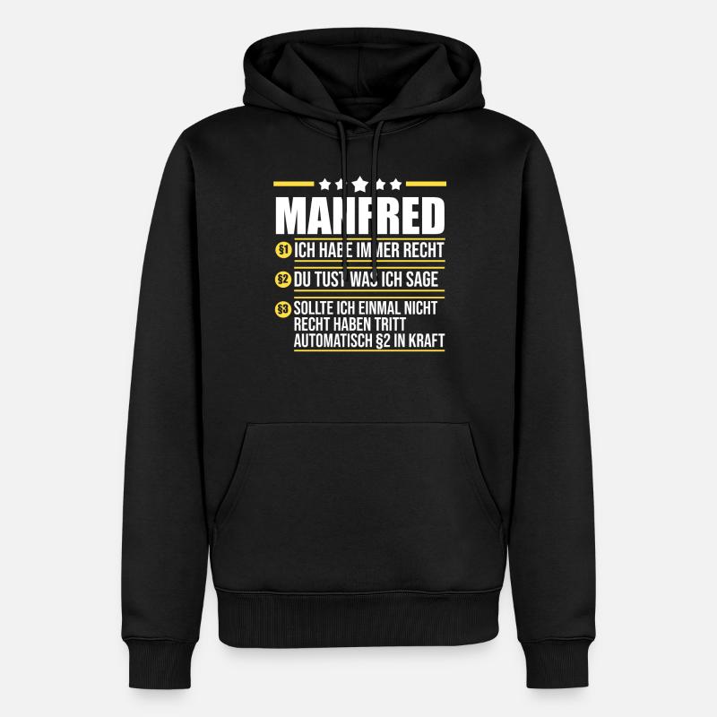 Manfred - Männer Premium Bio Hoodie - Schwarz
