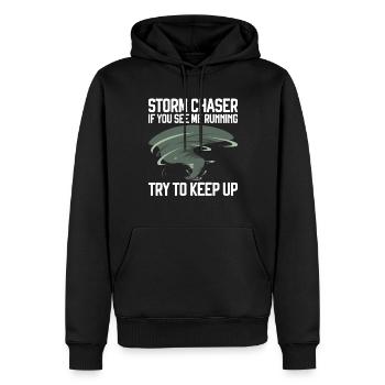 Tornado - Men’s Premium Organic Hoodie - black - Front - Nico (187cm)