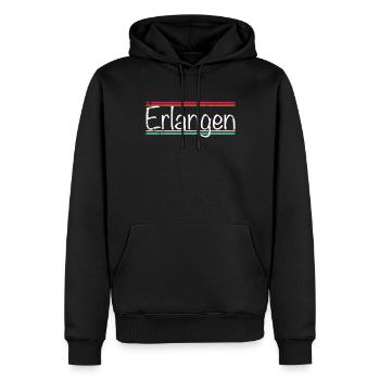 Erlangen - Männer Premium Bio Hoodie - Schwarz - Vorne - Nico (187cm)