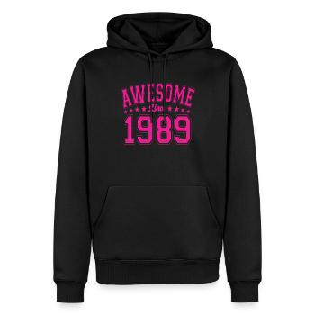 Génial depuis 1989 Anniversaire 1989 Millésime 1989 - Sweat à capuche Premium bio Homme - noir - Devant - Nico (187cm)