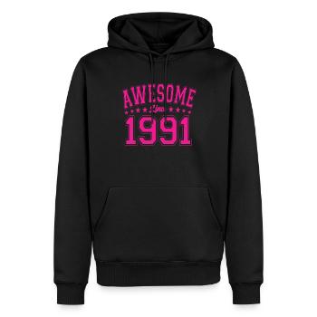 Génial depuis 1991 Anniversaire 1991 Millésime 1991 - Sweat à capuche Premium bio Homme - noir - Devant - Nico (187cm)
