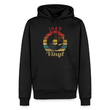 1967 Vinyle Rétro Vintage Music - Sweat à capuche Premium bio Homme - noir - Devant - Nico (187cm)