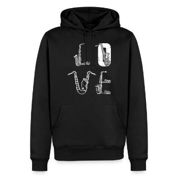 Saxophone Player Saxophonist Saxophone LOVE - Men’s Premium Organic Hoodie - black - Front - Nico (187cm)