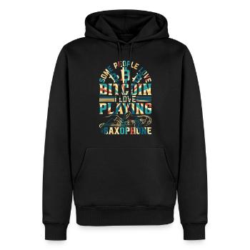 Saxophoniste - J’adore jouer du saxophone - Sweat à capuche Premium bio Homme - noir - Devant - Nico (187cm)