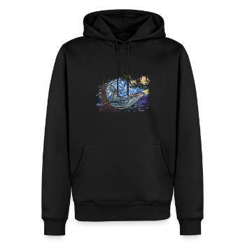 Baleine à bosse Van Gogh design pour l’observation des baleines - Sweat à capuche Premium bio Homme - noir - Devant - Nico (187cm)