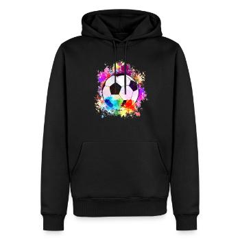 Fußball Tshirt Herren Damen Soccer Football - Männer Premium Bio Hoodie - Schwarz - Vorne - Nico (187cm)