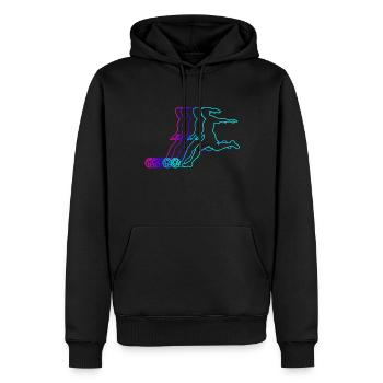 Fußball Tshirt Herren Damen Soccer Football - Männer Premium Bio Hoodie - Schwarz - Vorne - Nico (187cm)