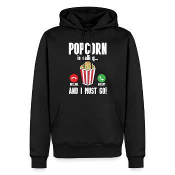 Popcorn - Männer Premium Bio Hoodie - Schwarz - Vorne - Nico (187cm)