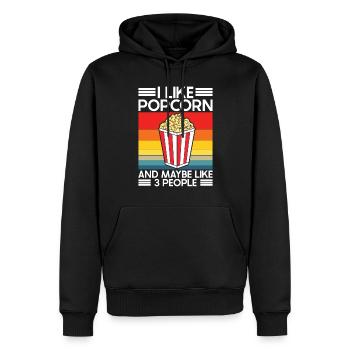 Popcorn - Männer Premium Bio Hoodie - Schwarz - Vorne - Nico (187cm)