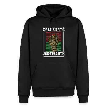 Célèbre le Juneteenth 1865 afro-américain noir - Sweat à capuche Premium bio Homme - noir - Devant - Nico (187cm)