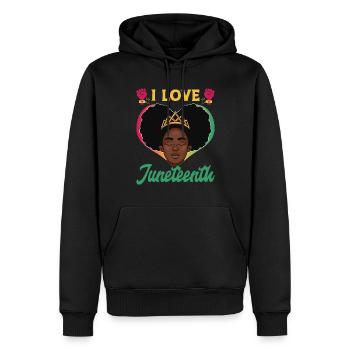 J’adore le Juneteenth Black African American - Sweat à capuche Premium bio Homme - noir - Devant - Nico (187cm)