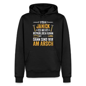 Lustiges Janick Handwerker Heimwerker Sprüche - Männer Premium Bio Hoodie - Schwarz - Vorne - Nico (187cm)