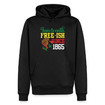 Juneteenth Free Ish depuis 1865 Afrique noire - Sweat à capuche Premium bio Homme - noir - Devant - Nico (187cm)