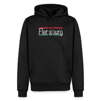 Flensburg - Männer Premium Bio Hoodie - Schwarz - Vorne - Nico (187cm)