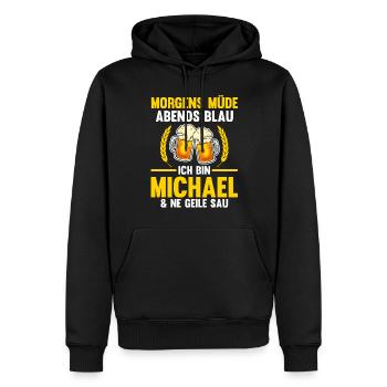 Michael - Männer Premium Bio Hoodie - Schwarz - Vorne - Nico (187cm)