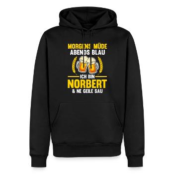 Norbert - Männer Premium Bio Hoodie - Schwarz - Vorne - Nico (187cm)