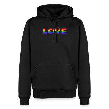 L’amour dans le drapeau arc-en-ciel, Couleurs, LGBTQ + - Sweat à capuche Premium bio Homme - noir - Devant - Nico (187cm)