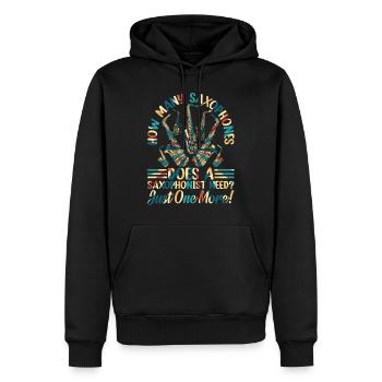 De combien de saxophones un saxophoniste a-t-il besoin ? Saxop - Sweat à capuche Premium bio Homme - noir - Devant - Nico (187cm)
