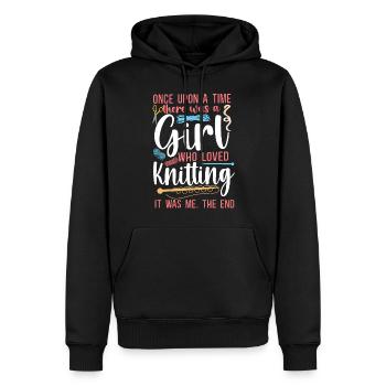 Tricoter une fille tricoteuse il était une fois - Sweat à capuche Premium bio Homme - noir - Devant - Nico (187cm)