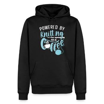 Knitting Knitter Coffee Powered By - Männer Premium Bio Hoodie - Schwarz - Vorne - Nico (187cm)