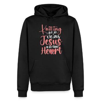 Knitting Knitter Jesus Christian - Männer Premium Bio Hoodie - Schwarz - Vorne - Nico (187cm)