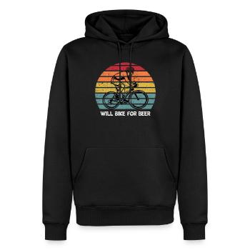 Will Bike For Beer Fahrradfahrer - Männer Premium Bio Hoodie - Schwarz - Vorne - Nico (187cm)