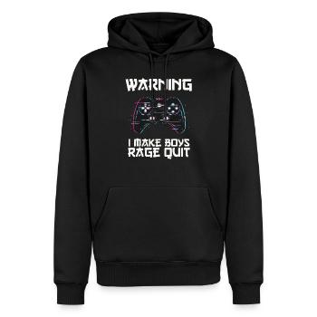 Avertissement Je fais arrêter les gars en colère - - Sweat à capuche Premium bio Homme - noir - Devant - Nico (187cm)