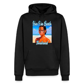 Coucher de soleil sur la plage de Hua Hin - Sweat à capuche Premium bio Homme - noir - Devant - Nico (187cm)