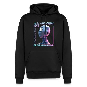 Libérer le potentiel avec l’IA - Sweat à capuche Premium bio Homme - noir - Devant - Nico (187cm)