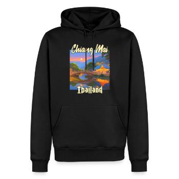 Chiang Mai Sonnenuntergang - Männer Premium Bio Hoodie - Schwarz - Vorne - Nico (187cm)