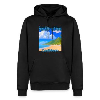 Beach in Saint Kitts and Nevis - Men’s Premium Organic Hoodie - black - Front - Nico (187cm)