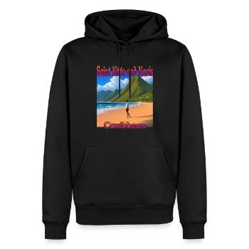 Strand in St. Kitts und Nevis - Männer Premium Bio Hoodie - Schwarz - Vorne - Nico (187cm)