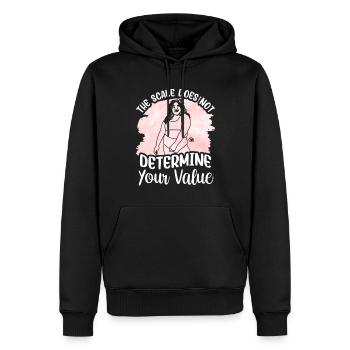 Die Waage Bestimmt Nicht Deinen Wert Bodyshaming - Männer Premium Bio Hoodie - Schwarz - Vorne - Nico (187cm)
