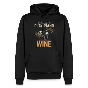 Je préfère jouer du piano et boire du vin - Piano Music - Sweat à capuche Premium bio Homme - noir - Devant - Nico (187cm)