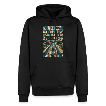 Jouer du saxophone résout la plupart de mes problèmes - Sax - Sweat à capuche Premium bio Homme - noir - Devant - Nico (187cm)