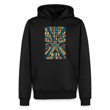 Funny Saxophonist Quotes Funny Saxophone Player - Männer Premium Bio Hoodie - Schwarz - Vorne - Nico (187cm)